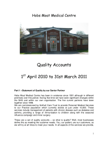 Quality Accounts  1 April 2010 to 31st March 2011