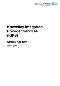 Knowsley Integrated Provider Services (KIPS) Quality Account