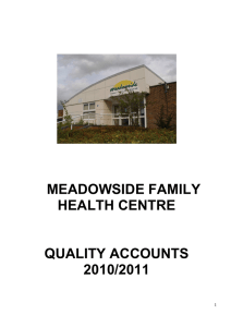 MEADOWSIDE FAMILY HEALTH CENTRE  QUALITY ACCOUNTS