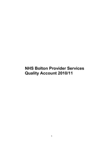 NHS Bolton Provider Services Quality Account 2010/11  1