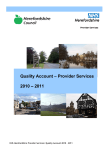 Quality Account – Provider Services 2010 – 2011 1