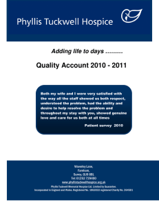 Quality Account 2010 - 2011  Adding life to days ………