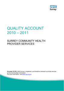 QUALITY ACCOUNT 2010 – 2011 SURREY COMMUNITY HEALTH