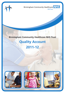 Quality Account 2011-12 Birmingham Community Healthcare NHS Trust Birmingham Community Healthcare