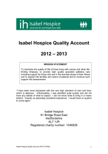 Isabel Hospice Quality Account  – 2013 2012