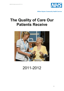 The Quality of Care Our Patients Receive 2011-2012