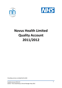 Novus Health Limited Quality Account 2011/2012 1