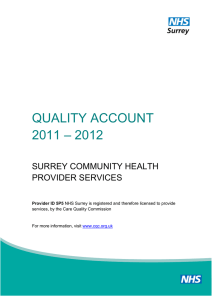 QUALITY ACCOUNT 2011 – 2012 SURREY COMMUNITY HEALTH