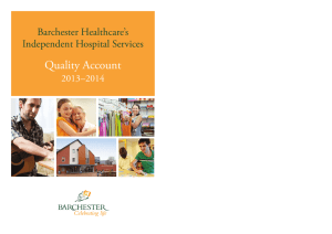 Quality Account Barchester Healthcare’s Independent Hospital Services 2013–2014
