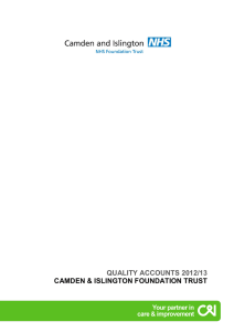 QUALITY ACCOUNTS 2012/13 CAMDEN &amp; ISLINGTON FOUNDATION TRUST