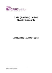CARE (Sheffield) Limited Quality Accounts APRIL 2012- MARCH 2013