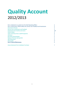 Quality Account 2012/2013 Contents Page