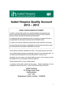 Isabel Hospice Quality Account – 2013 2012