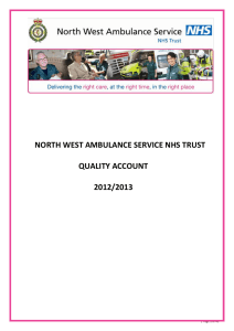 NORTH WEST AMBULANCE SERVICE NHS TRUST  QUALITY ACCOUNT 2012/2013