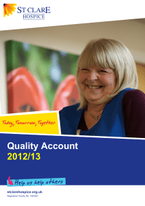 Quality Account  2012/13 Today, Tomorrow, Together