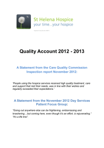 Quality Account 2012 - 2013 Inspection report November 2012: