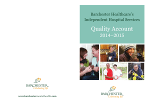 Quality Account 2014–2015 Barchester Healthcare’s Independent Hospital Services