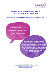 BIRMINGHAM ST MARY’S HOSPICE QUALITY ACCOUNT 2013-2014