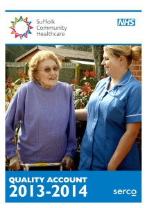 2013-2014 QUALITY ACCOUNT SUFFOLK COMMUNITY HEALTHCARE QUALITY ACCOUNT 2013/14 1