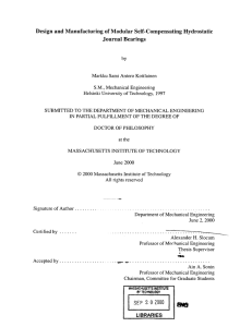 Design  and Manufacturing of Modular  Self-Compensating  Hydrostatic