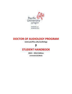DOCTOR OF AUDIOLOGY PROGRAM STUDENT HANDBOOK 