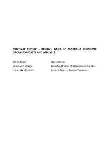 EXTERNAL  REVIEW  –  RESERVE  BANK ... GROUP FORECASTS AND ANALYSIS