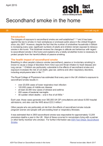 Secondhand smoke in the home Introduction April 2015