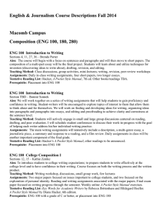 English &amp; Journalism Course Descriptions Fall 2014 Macomb Campus