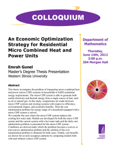 COLLOQUIUM An Economic Optimization Strategy for Residential Micro Combined Heat and