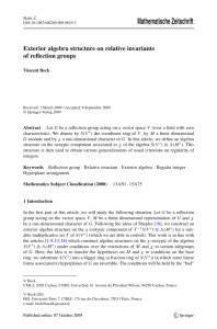 Mathematische Zeitschrift Exterior algebra structure on relative invariants of reflection groups