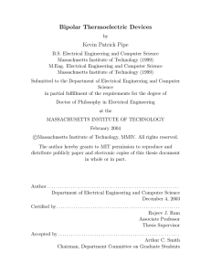 Bipolar Thermoelectric Devices Kevin Patrick Pipe