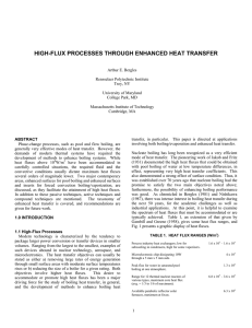 HIGH-FLUX PROCESSES THROUGH ENHANCED HEAT TRANSFER