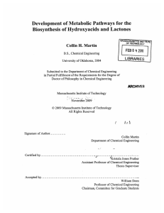 Development  of Metabolic  Pathways  for the 0