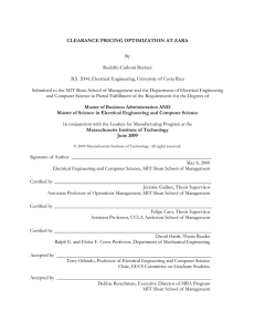 CLEARANCE PRICING OPTIMIZATION AT ZARA By Rodolfo Carboni Borrasé