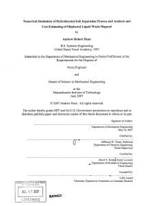 Numerical  Simulation  of Hydrothermal Salt  Separation Process ... Cost Estimating of  Shipboard Liquid Waste  Disposal