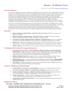 Resume – D. Michael Travis  Executive Summary
