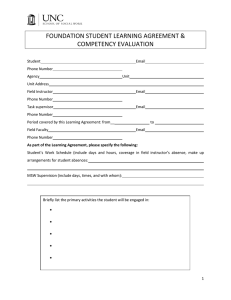 FOUNDATION STUDENT LEARNING AGREEMENT &amp; COMPETENCY EVALUATION