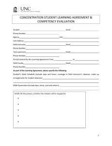 CONCENTRATION STUDENT LEARNING AGREEMENT &amp; COMPETENCY EVALUATION
