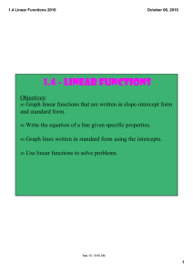 1.4 ‐ Linear Functions