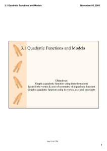 3.1 Quadratic Functions and Models