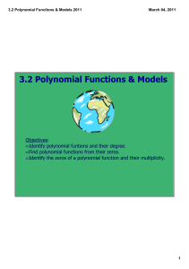 3.2 Polynomial Functions &amp; Models