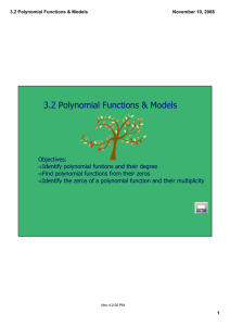 3.2 Polynomial Functions &amp; Models