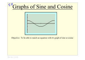 Graphs of Sine and Cosine Objective:  To be able to match an equation with it's graph of sine or cosine Title: Day 1 (1 of 9)