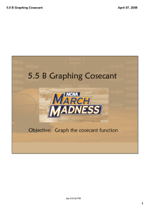 5.5 B Graphing Cosecant Objective:  Graph the cosecant function 5.5 B Graphing Cosecant April 07, 2009