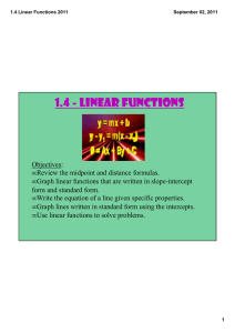1.4 ‐ Linear Functions