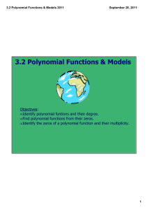 3.2 Polynomial Functions &amp; Models