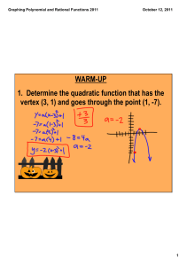 WARM­UP 1.  Determine the quadratic function that has the