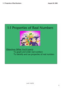 1-1 Properties of Real Numbers
