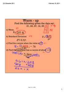 Warm ­ up Find the following given the data set: