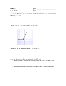 Algebra II 2.1-2.3 Review  Name:  _____________________________